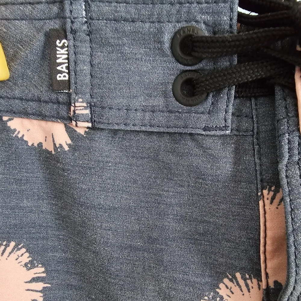 Banks Journal Orange and Gray‎ Swim Trunks with Playful Pattern